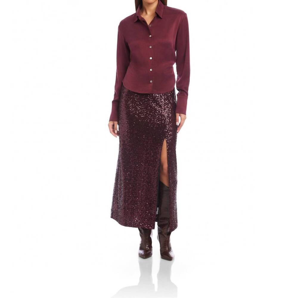 NEW FIFTEEN TWENTY tawnie side pleat shirt in wine